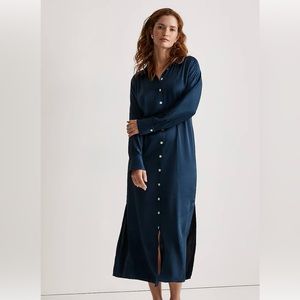 Madwell navy satin midi shirt dress. Never worn new with tags